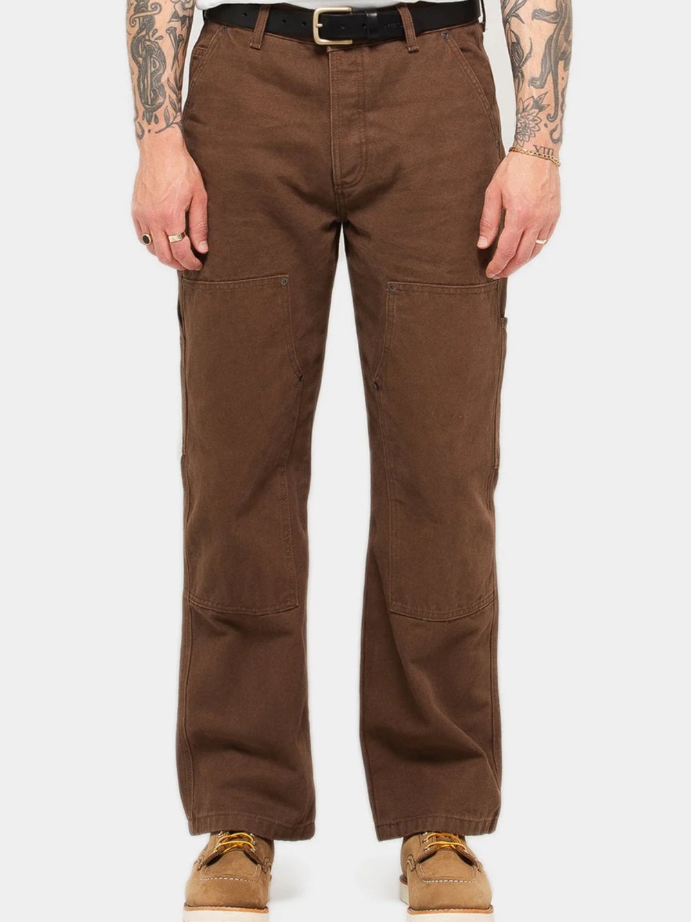 P&Co Albion Straight Fit double knee Carpenter Pant-Caribou brown 32